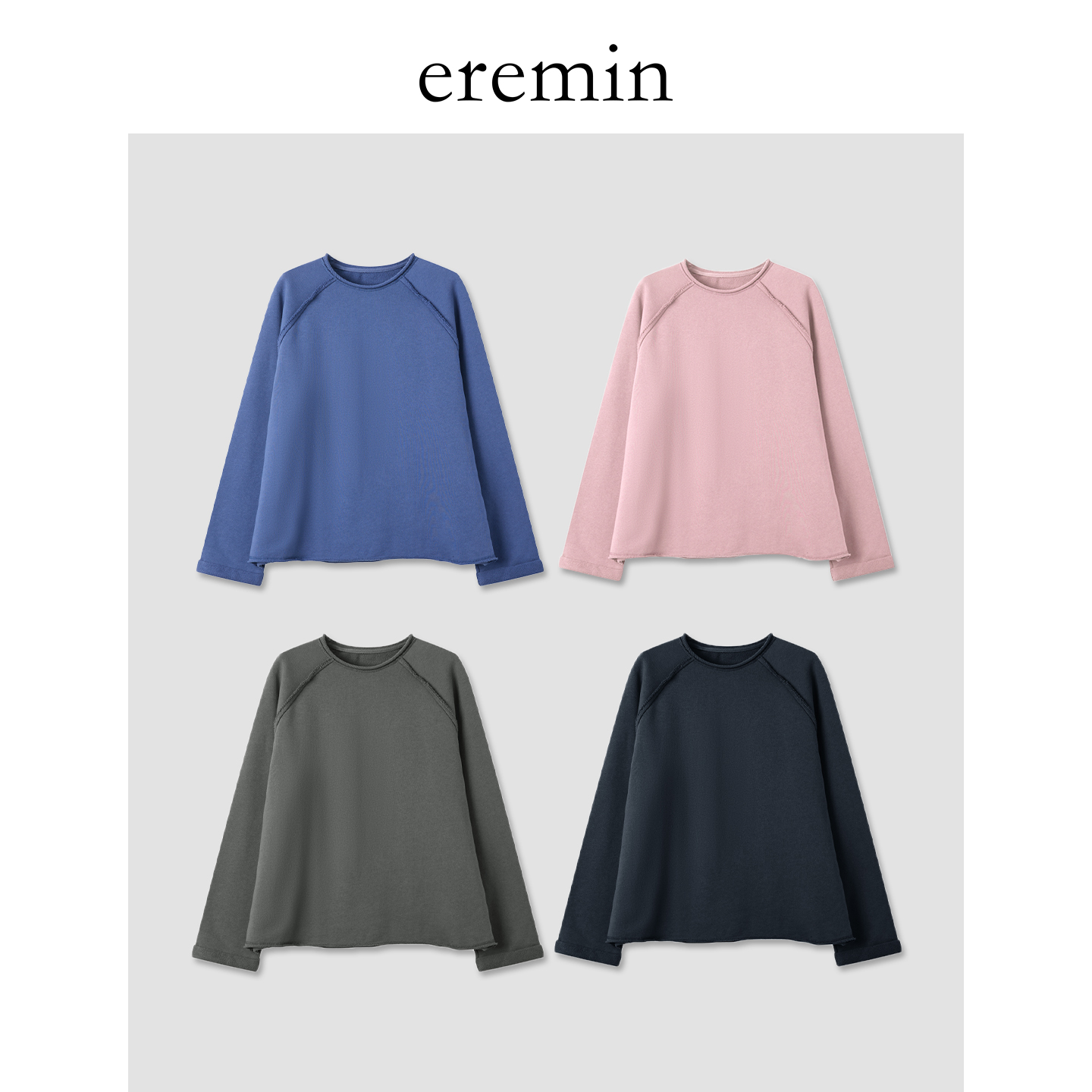 卷边卫衣/定染显白插肩袖卷边宽松休闲卫衣40050