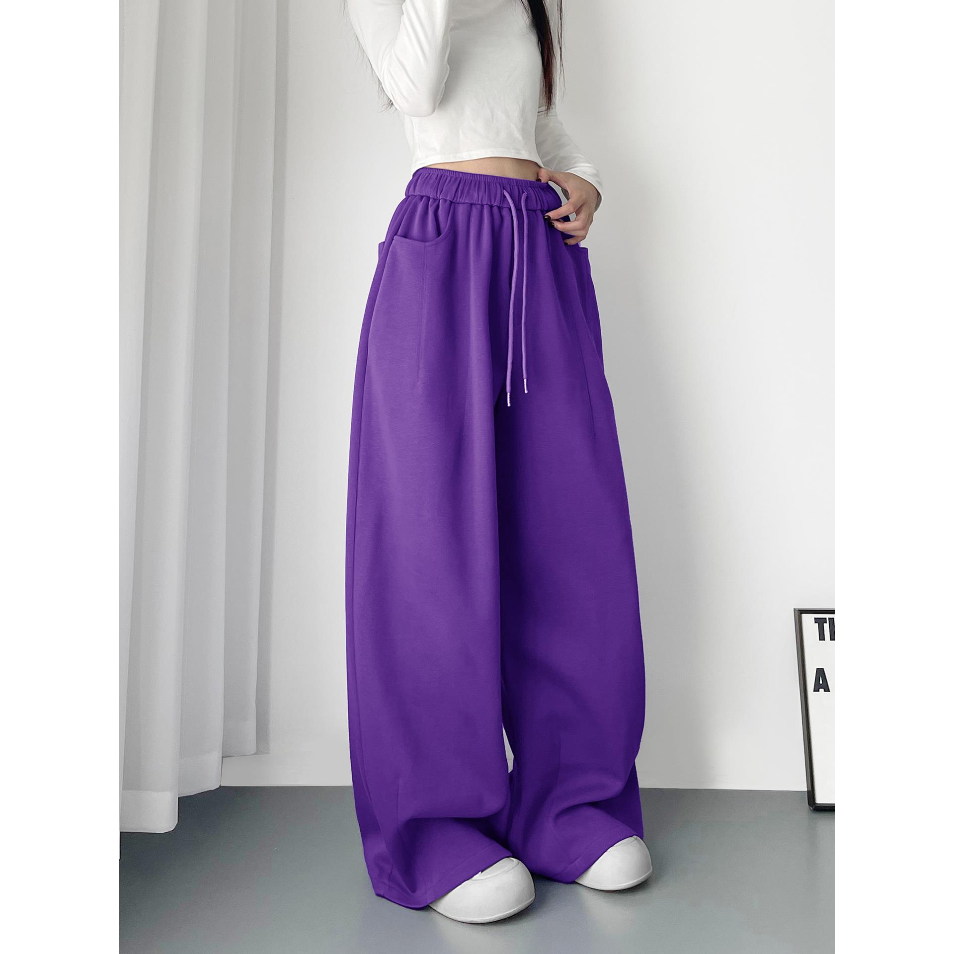 哥弟阿玛施正品高腰显瘦松弛感休闲阔腿裤女秋季大码胖mm梨形身材
