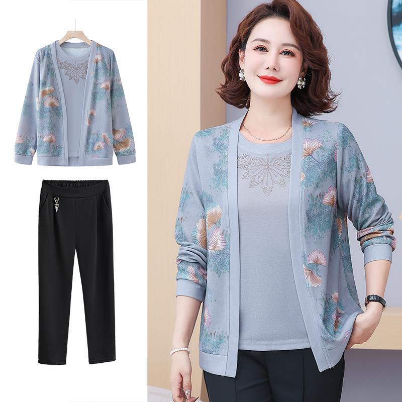 范哲萨妈妈春装两件式套装洋派2025洋气50岁中老年女装春秋季长袖