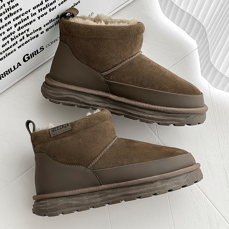 CATIA SELI冬季雪地靴抗寒防滑真皮加绒加厚面包鞋保暖东北大棉鞋