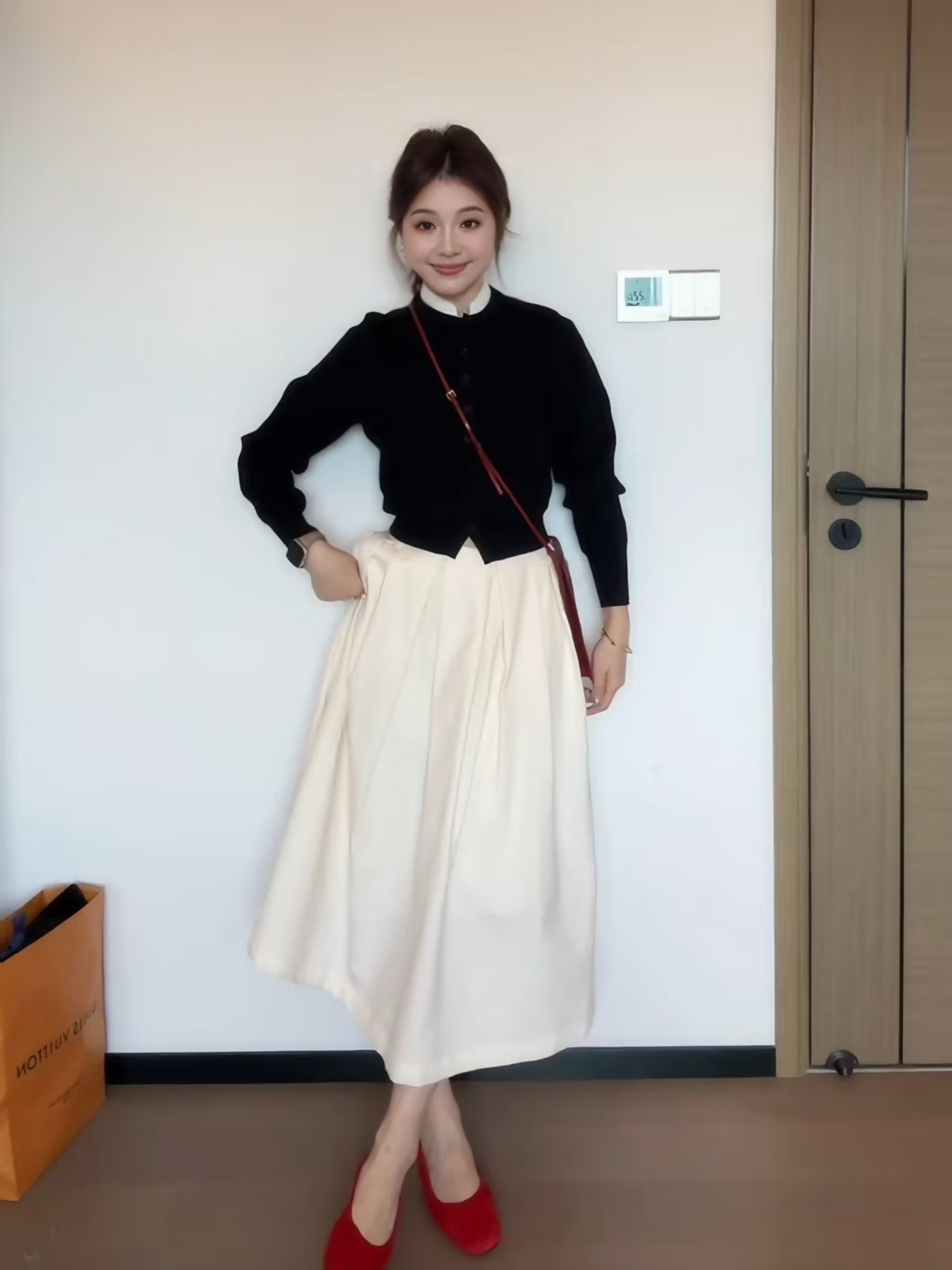 2025秋季新款休闲时尚法式针织毛织上衣高腰显瘦百搭半身裙两件套