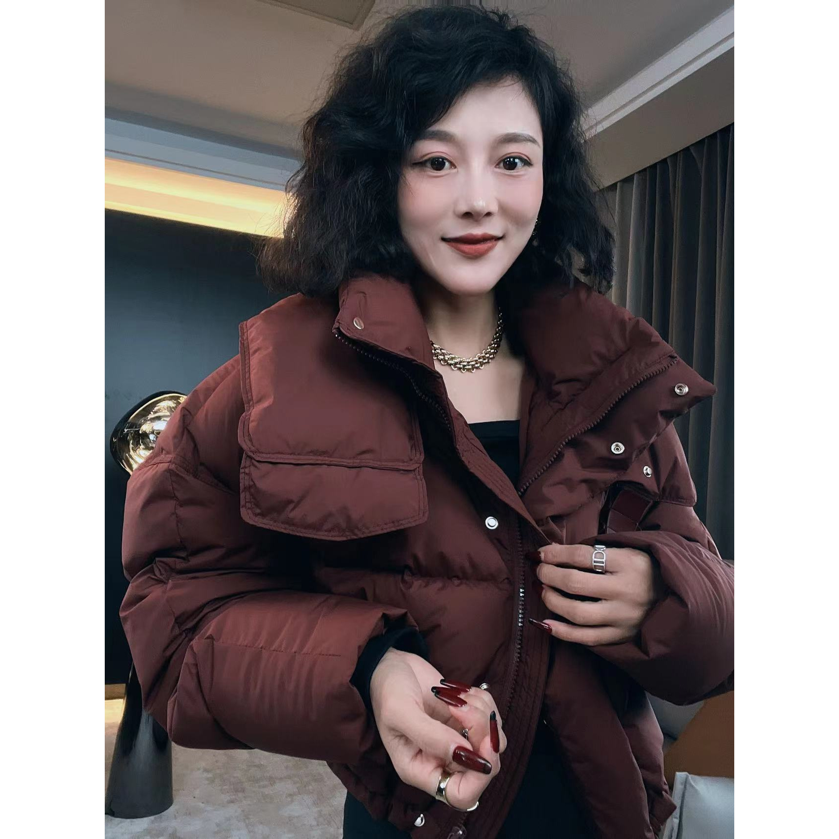 【耿老板1106#Z】重工双领小众设计师款高级感羽绒服小个子穿搭