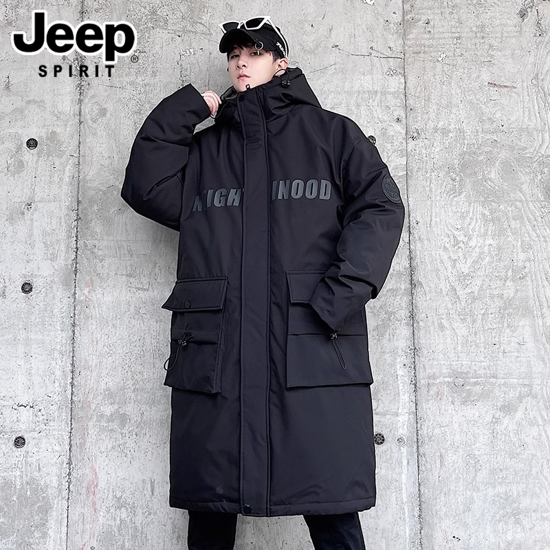 JEEPSPIRIT吉普长款休闲羽绒服冬季潮流时尚男士大码防寒保暖外套