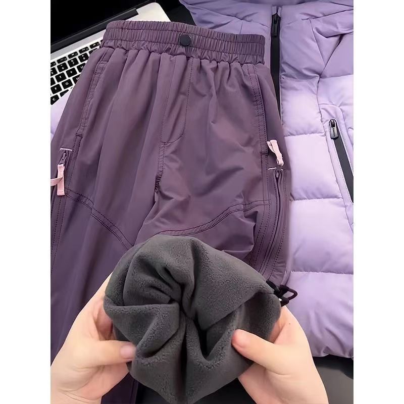 女童加绒裤子秋冬款2025新款儿童户外冲锋裤男童登山裤冬休闲裤潮