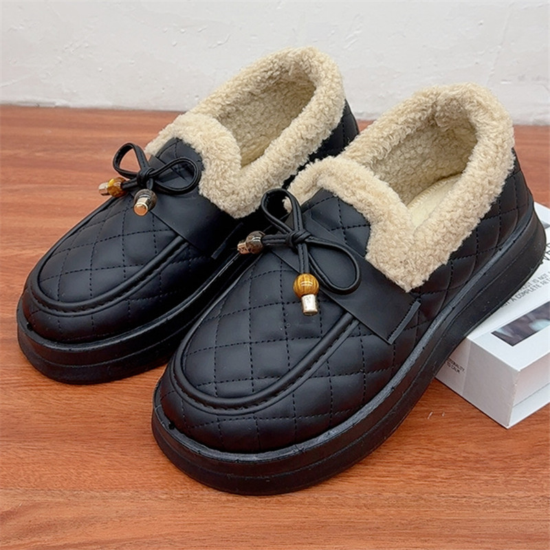 冬季加绒加厚低帮女棉鞋老北京新款棉靴一脚蹬中老年舒适妈妈棉鞋