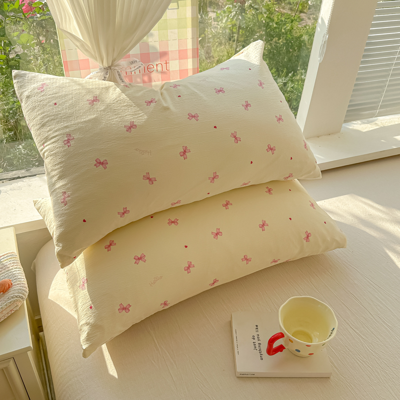 超柔皱皱纱枕头套单个2025新款家用双人枕套一对装48X74cm非全棉2