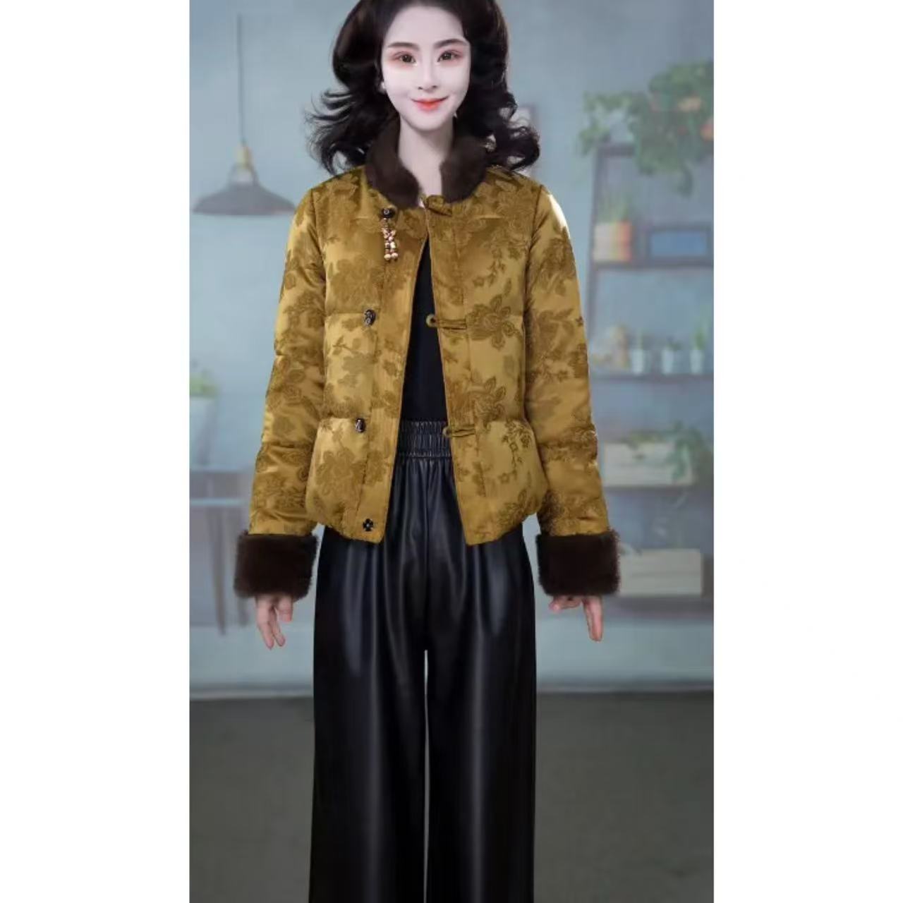 【羽绒服】天丝冬季新款国风大气时尚气质百搭加厚短款保暖羽绒服