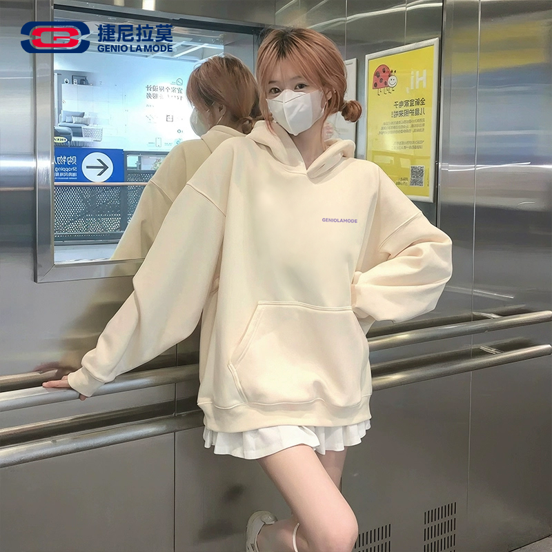 【敖瑞鹏代言】捷尼拉莫免烫加绒加厚连帽绒衣基础连帽卫衣宽松情侣