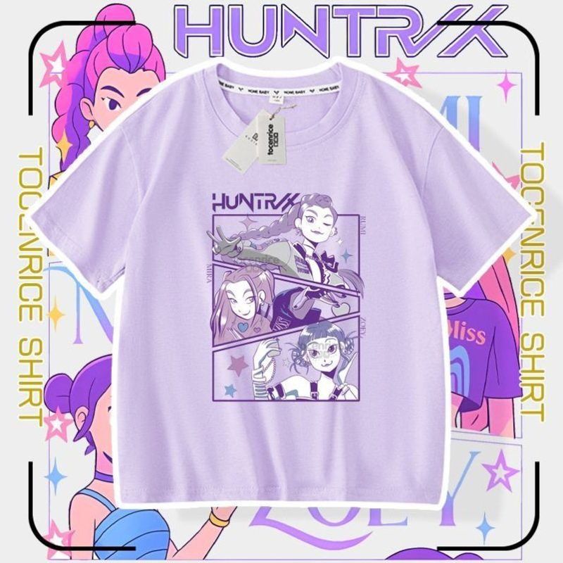 新款KPopDemonHunters猎魔女团男女儿童圆领短袖T恤打底上衣夏