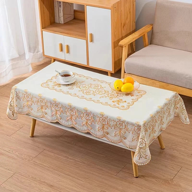 90*140cm烫金印花PVC方形桌布防水防油防烫免洗家用
