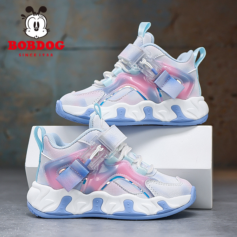 巴布豆女童运动鞋皮面防水2025春秋新款防滑中大童休闲儿童鞋子潮