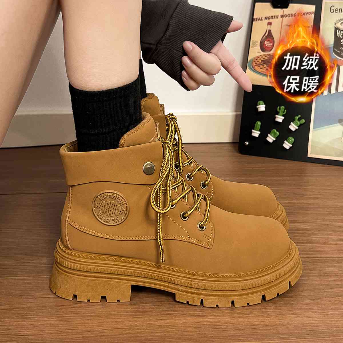 回力马丁靴女厚底加绒二棉鞋2026冬季新款户外登山鞋防寒保暖靴子