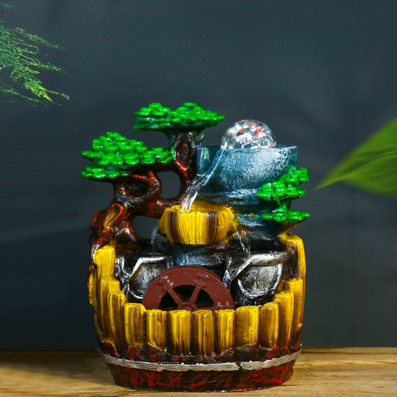 风水摆件流水客厅转运风车办公室装饰品山水风景摆件开业乔迁礼品