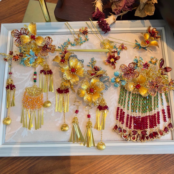 新款百搭步摇新娘头饰77062