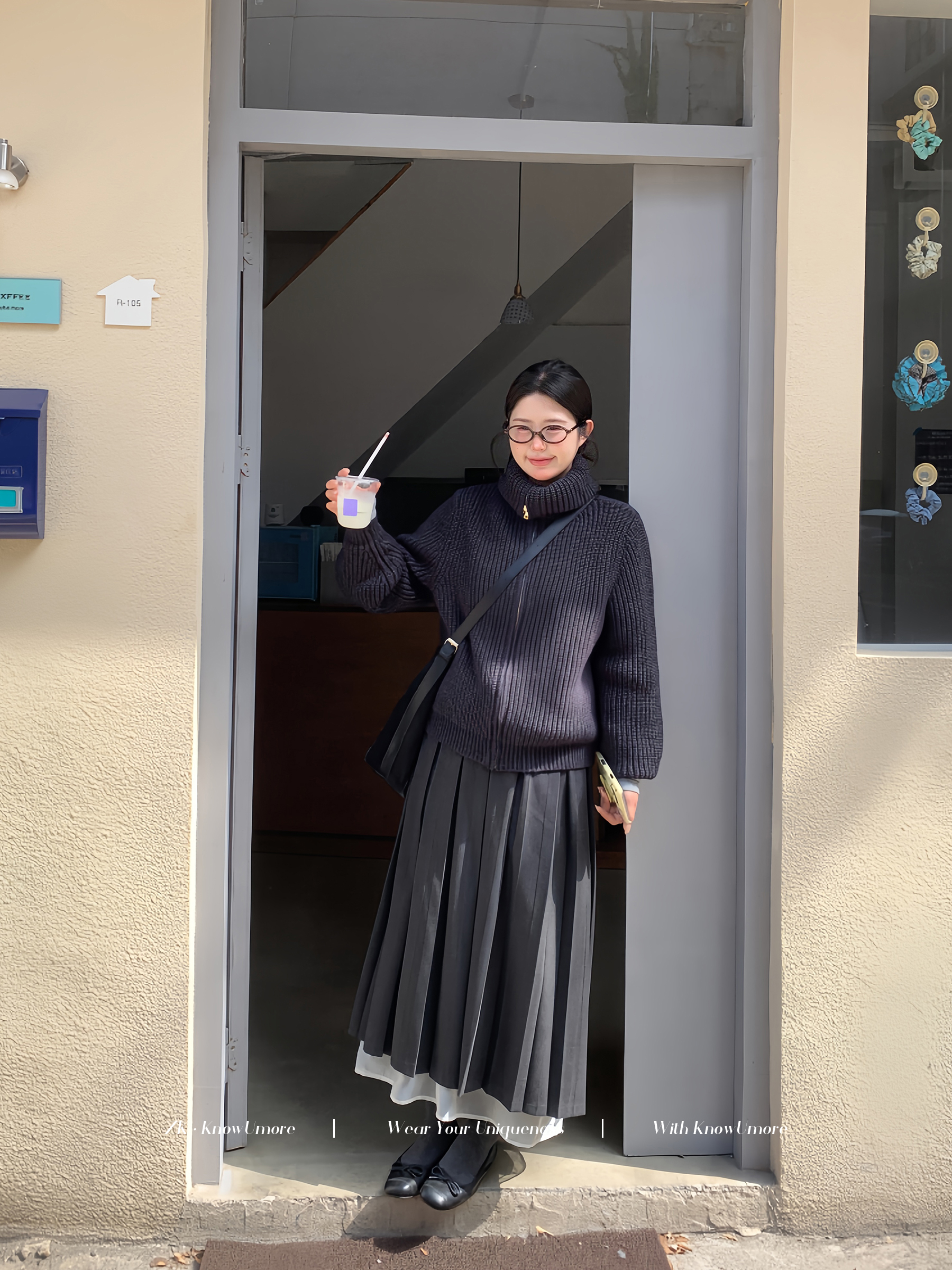 知葵微胖定制【乐章半裙】秋冬百搭磨毛百褶A字长半身裙12253TZ1584