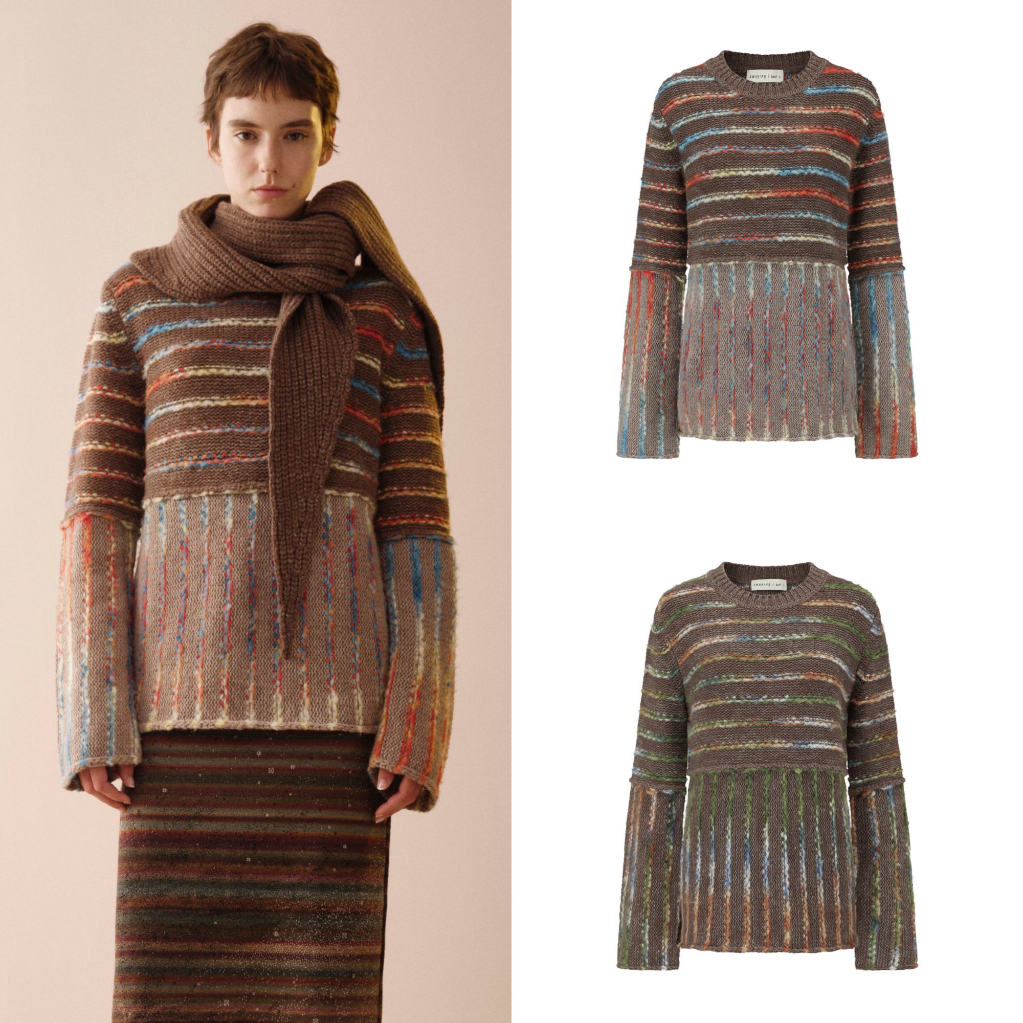 SWAYING/KNIT 彩色条纹大毛衣 SW26PS1T11C1S4