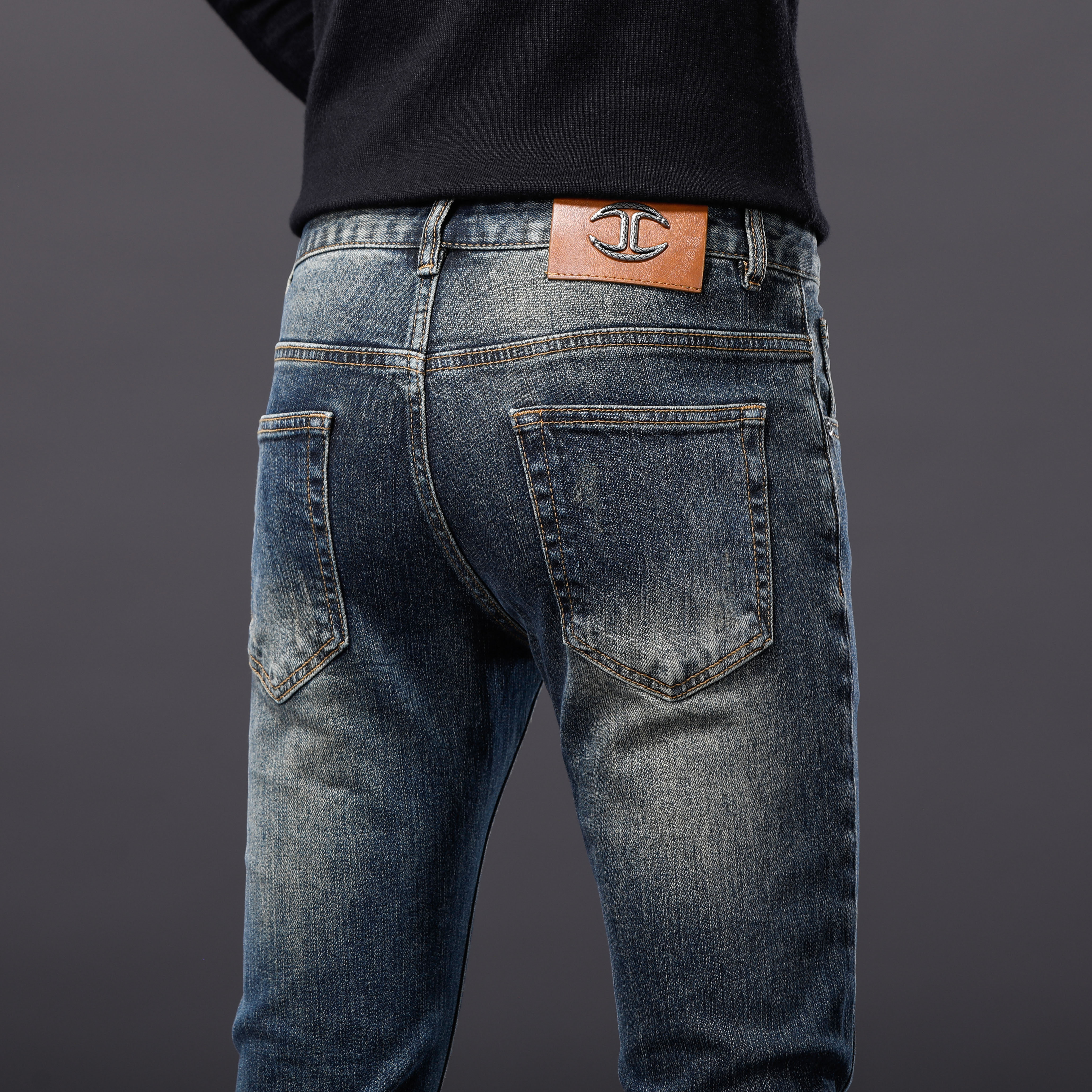 复古男士牛仔裤男款爆款2025新款潮流百搭修身小脚弹力休闲裤子男