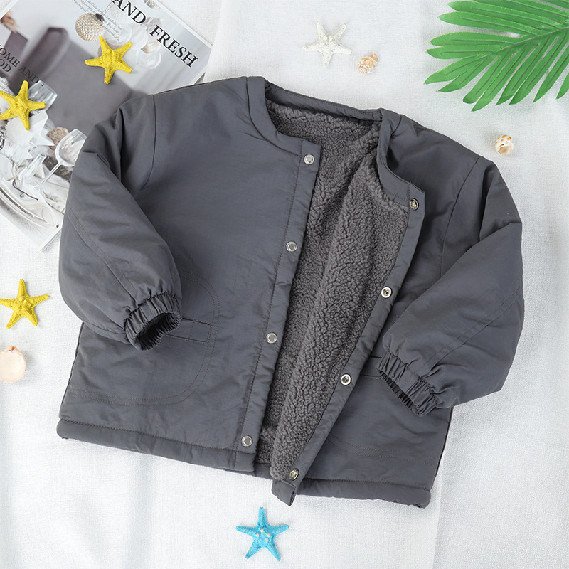 帅气时尚韩式童装男童加绒外套秋冬款洋气保暖冬款痞帅上衣