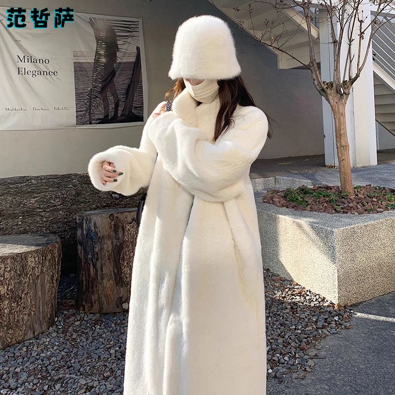 2025秋冬加厚长款立领水貂毛貂绒皮毛一体毛毛环保新款外套女大衣