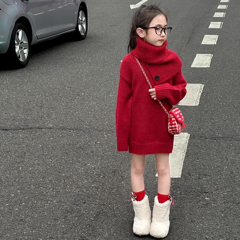 女童毛衣秋冬款2025新款儿童洋气针织衫中大童装女孩潮酷上衣炸街