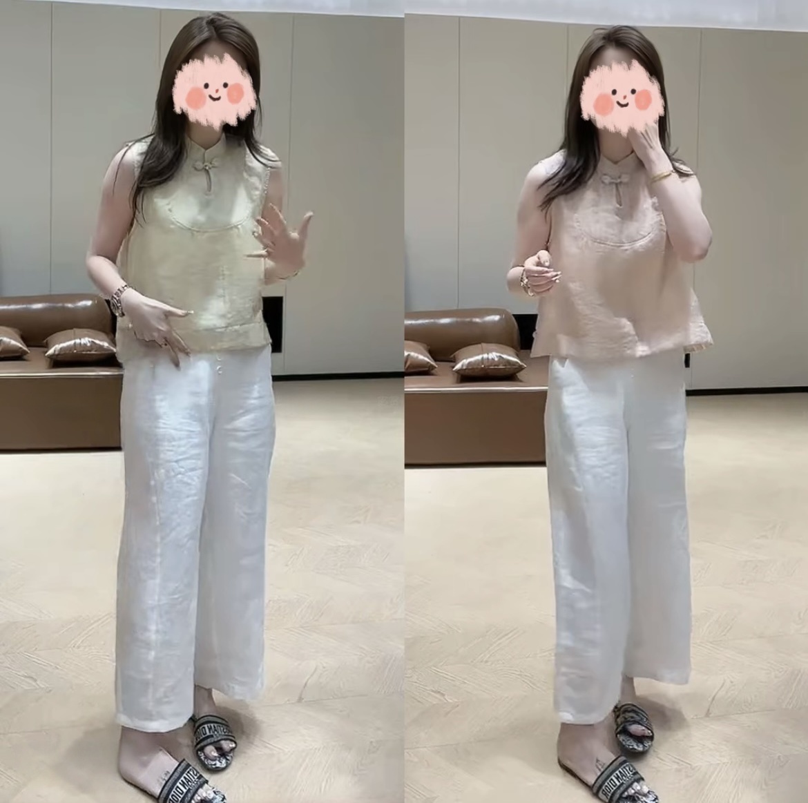 2025夏季新款国风新中式复古宽松盘扣无袖上衣设计感百搭阔腿裤