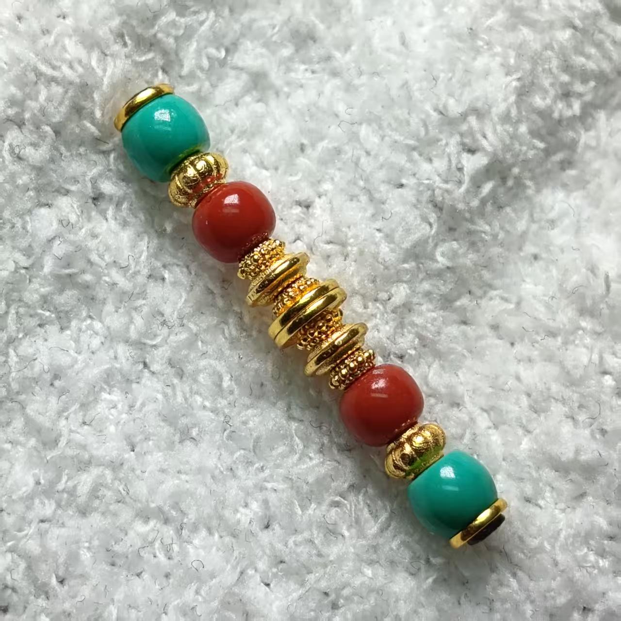 横版蜜蜡锁骨链绿松石南红18k配饰