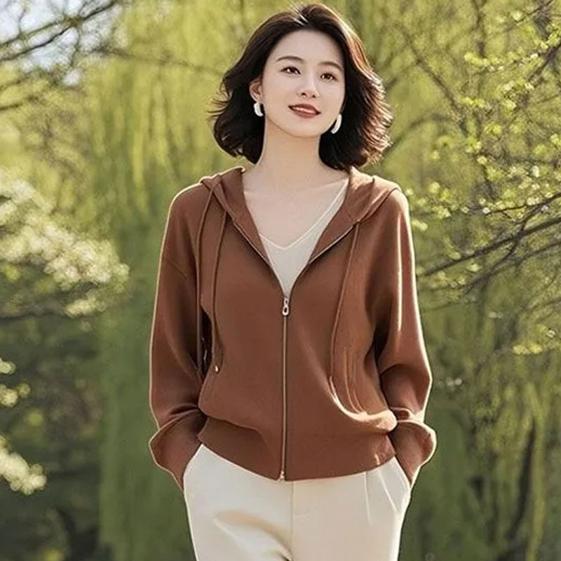 超好看洋气连帽卫衣女开衫2025春秋新款单穿小个子休闲百搭外套女