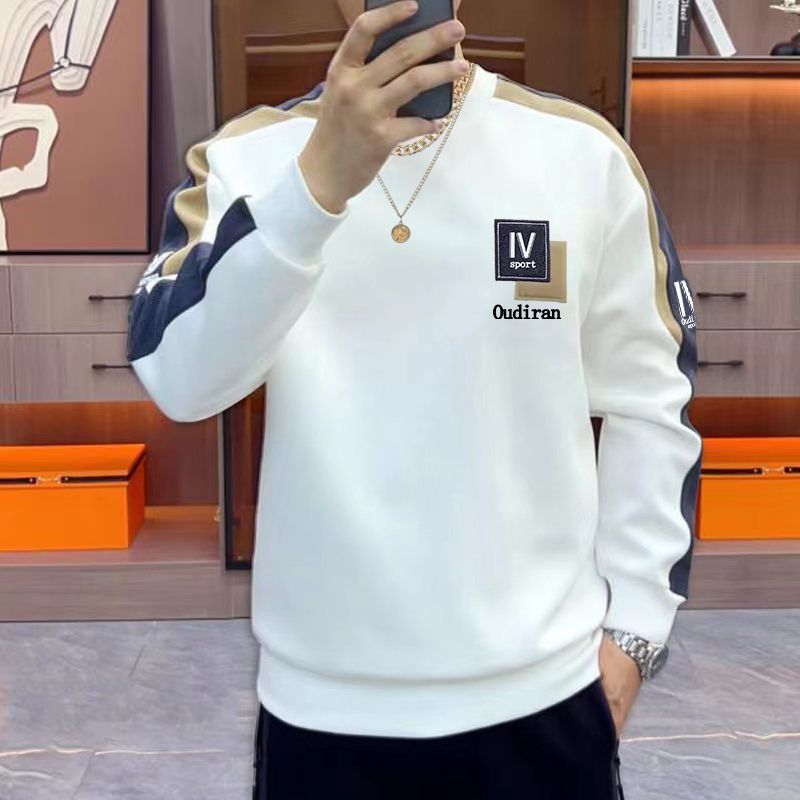 海澜之家运动2025春秋款男士卫衣厚款拼色刺绣简约舒适青春潮流运