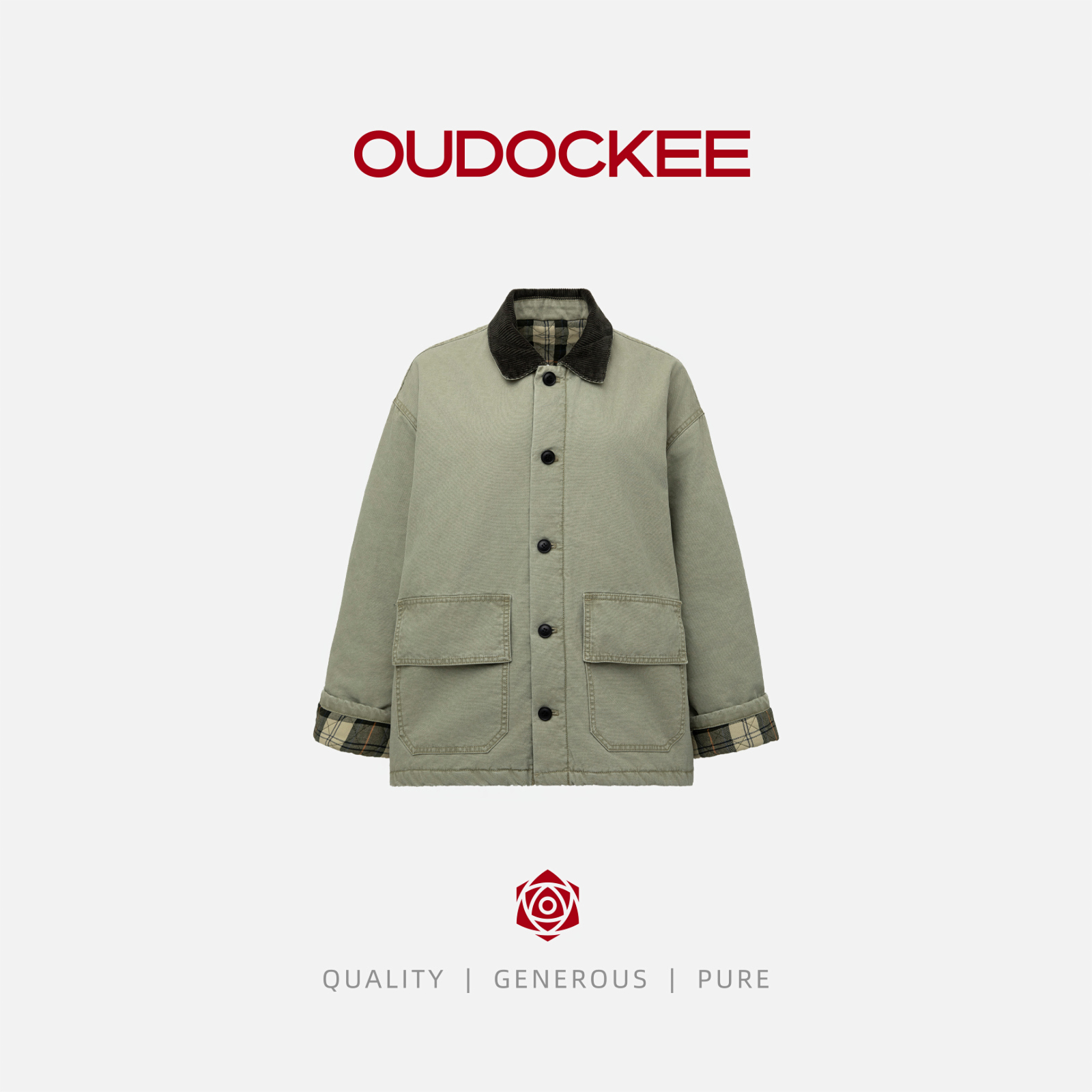 OUDOCKEE 鸥鸥【100棉】巴恩 工装翻领夹克英伦风外套 JACAH865T