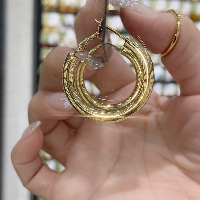 铜合金耳饰 新款冷淡风高级感轻奢小众气质空心圈（3公分）耳环