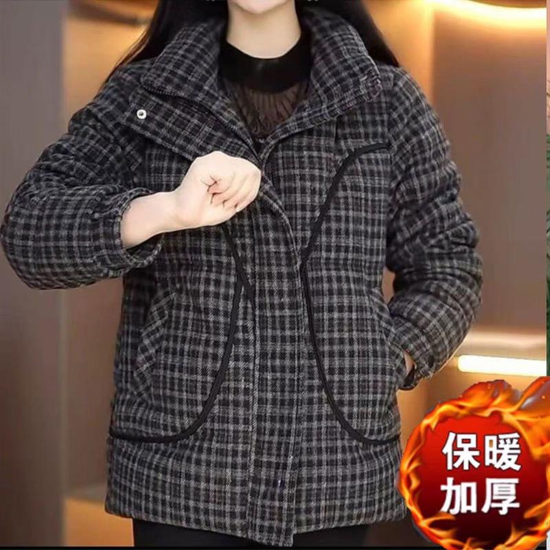 中年女士冬装棉袄洋气休闲加绒加厚棉服2025新款减龄棉衣秋冬外套