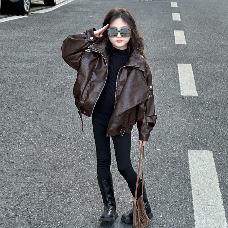 女童皮衣2025春秋儿童装皮外套秋装大童秋季又酷又飒女孩潮酷夹克