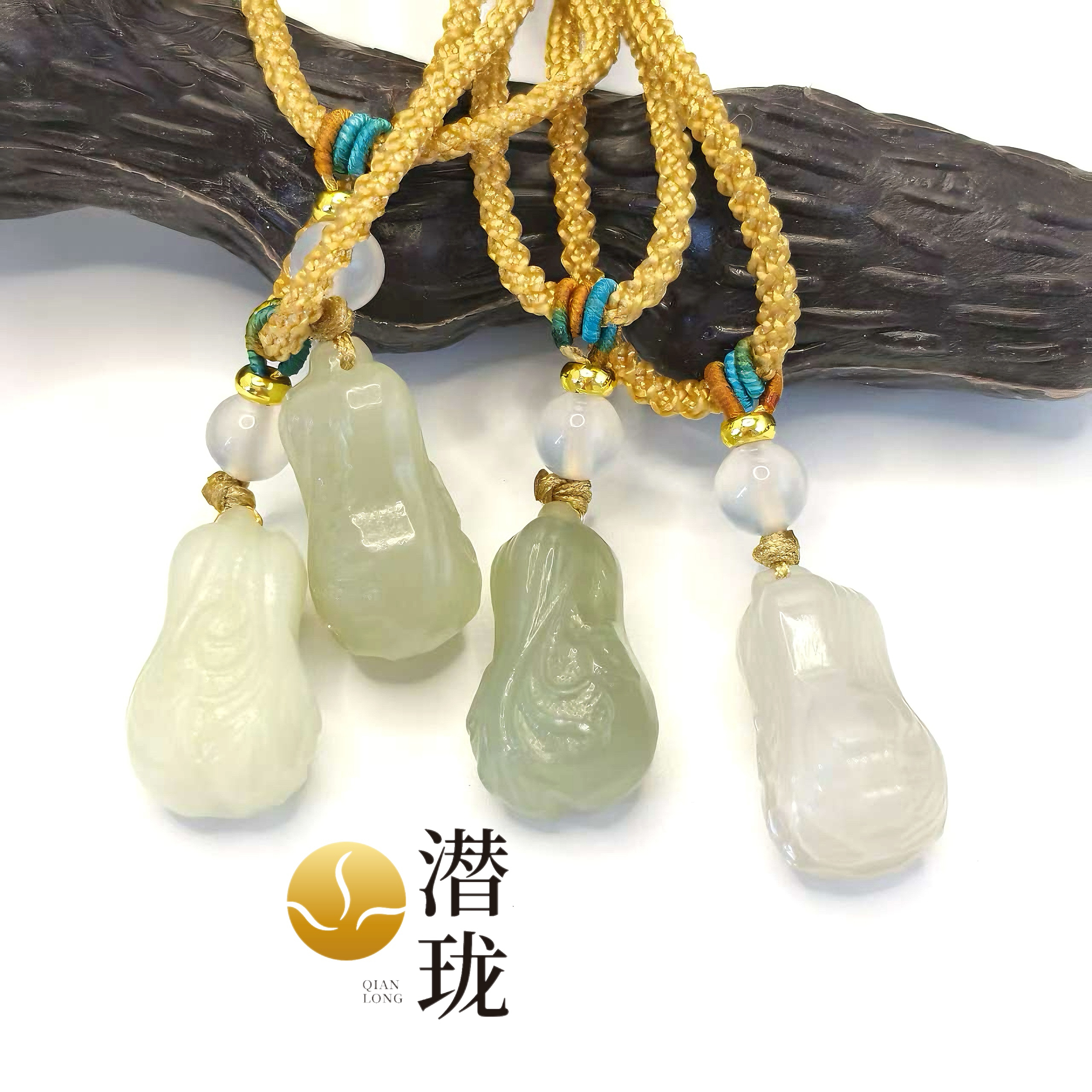 【潜珑】DY-15-090和田玉青海料雕刻白菜吊坠招财转运多样性