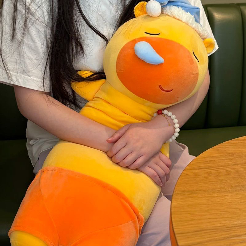 【吐司】打呼水豚噜噜床上睡觉圆柱夹腿抱枕毛绒玩具公仔七夕礼物