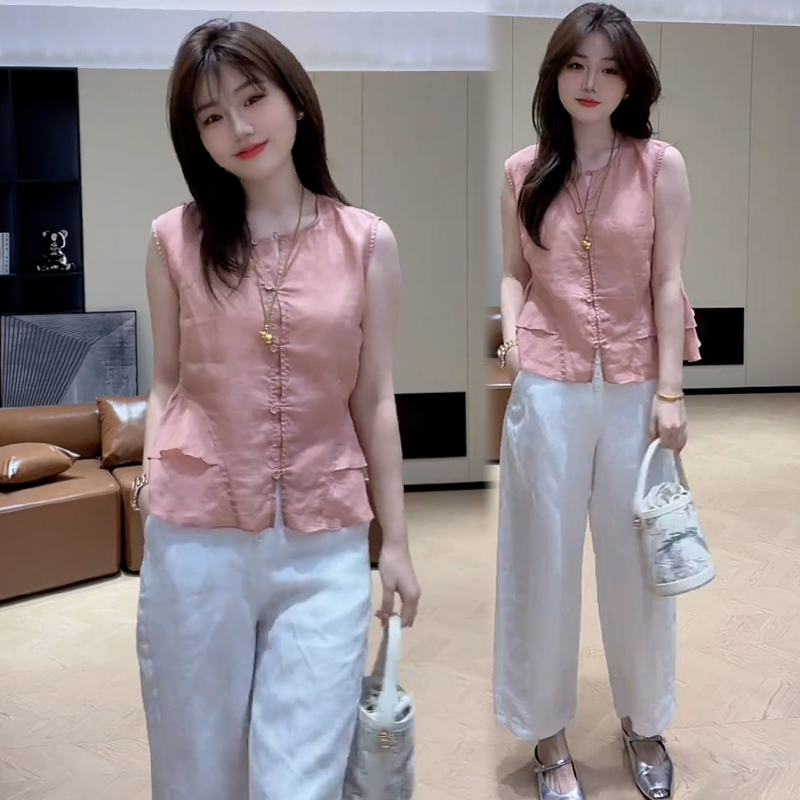 小个子设计感无袖衬衫女2026年夏季新款韩版小众减龄显瘦百搭上衣