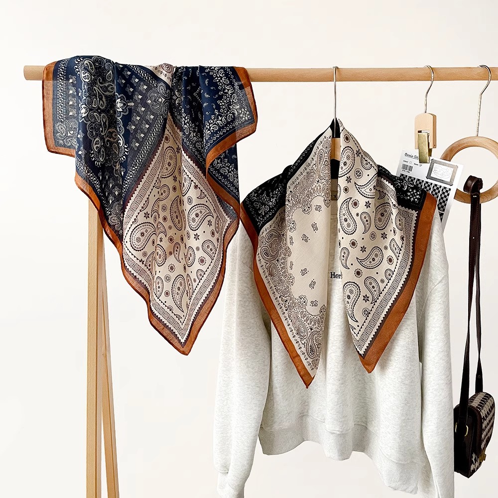 四宫格新款棉麻小方巾丝巾女春秋气质百搭配衬衫领巾绑腰冬季围巾