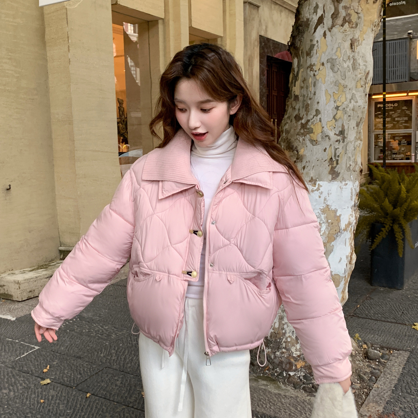 实拍服女冬季韩版新款棉衣学院风棉袄加厚面包服小个子外套