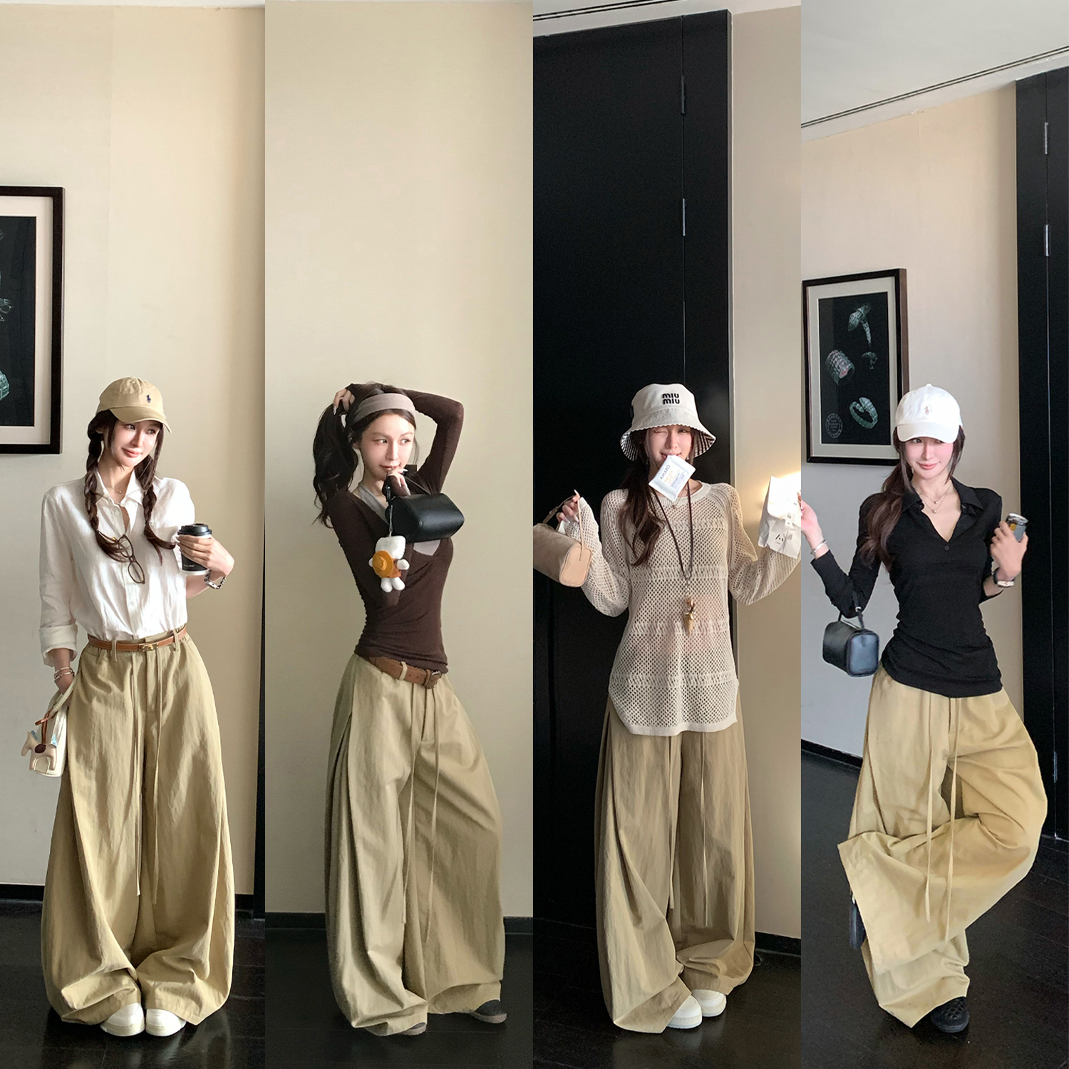 SKK“Bella出街”梨形天菜神裤！ 立体裁剪侧开褶遮胯抽绳空气休闲裤