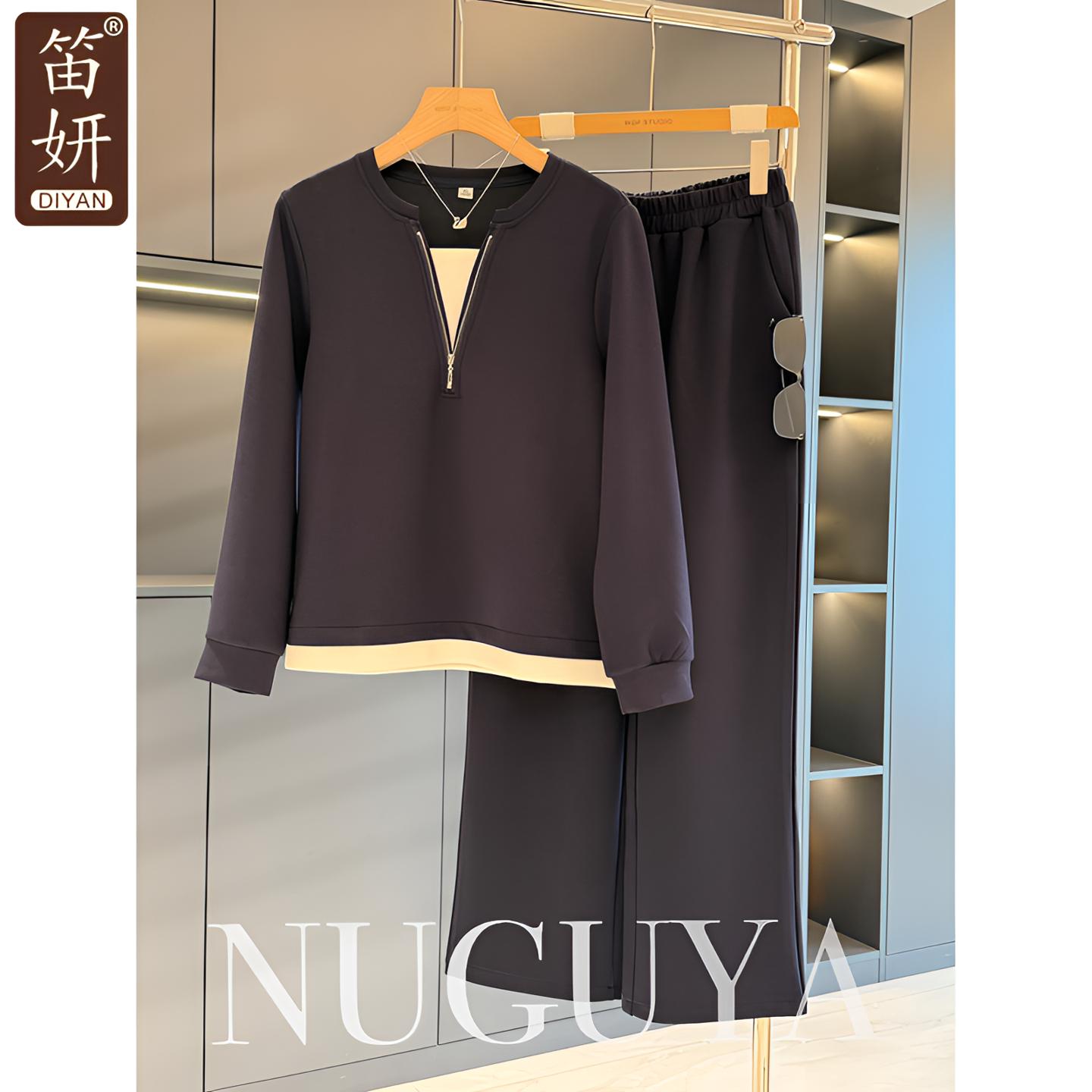 时尚休闲妈妈装卫衣套装女2025年秋新款上衣气质百搭中老年两件套