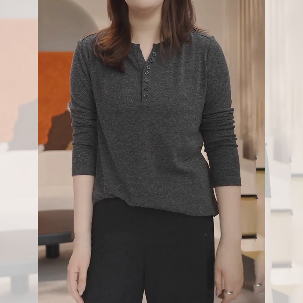 宽松显瘦内搭打底上衣秋冬新款胖MM大码女装设计感半开领长袖T恤