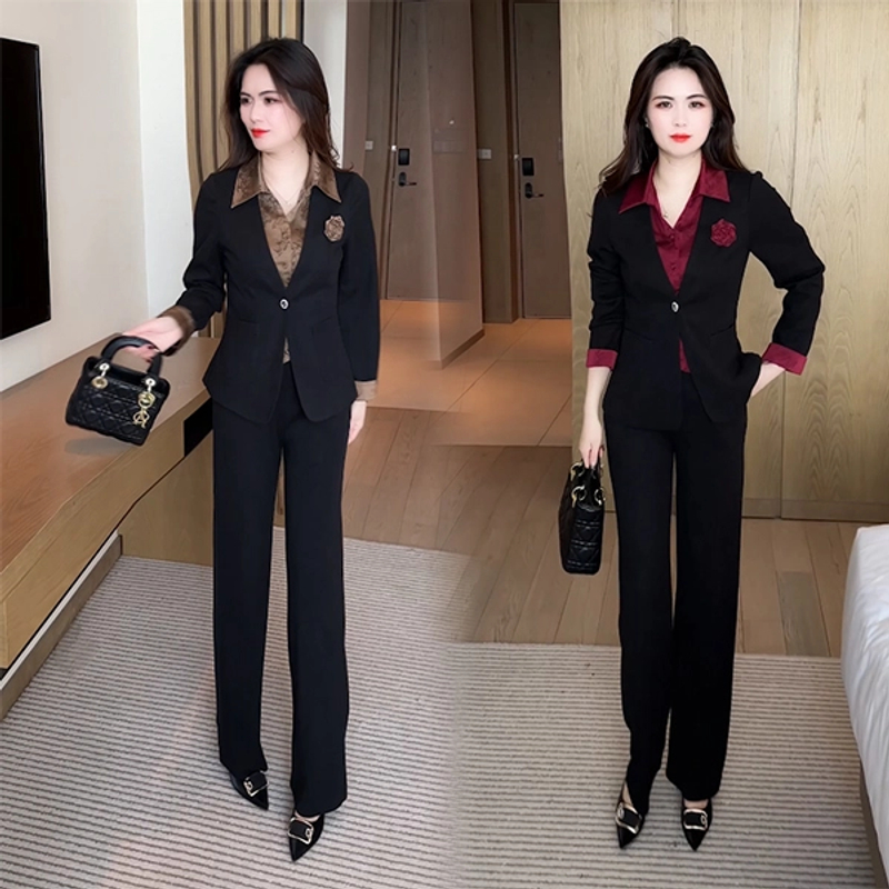 春季新款时尚欧若风穿搭气质收腰修身显瘦假两件套装2025显瘦