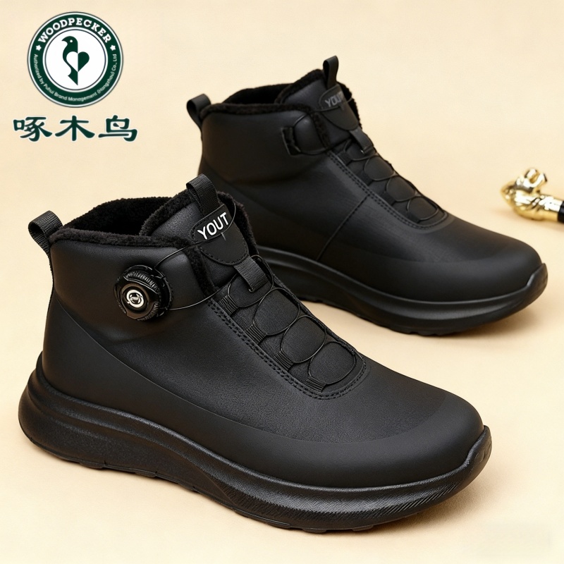 啄木鸟棉靴男冬季休闲保暖宽楦软底高帮大棉鞋防滑户外运动雪地靴