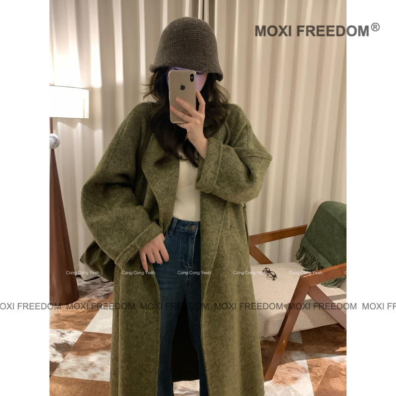 【人生大衣】25年新款秋冬新款腰带款休闲中长款双面羊毛大衣外套