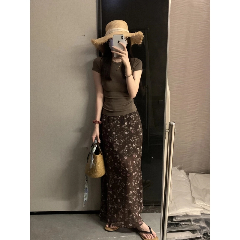 KELE  【美拉德】时尚轻熟风修身显瘦夏季设计感气质碎花半身裙