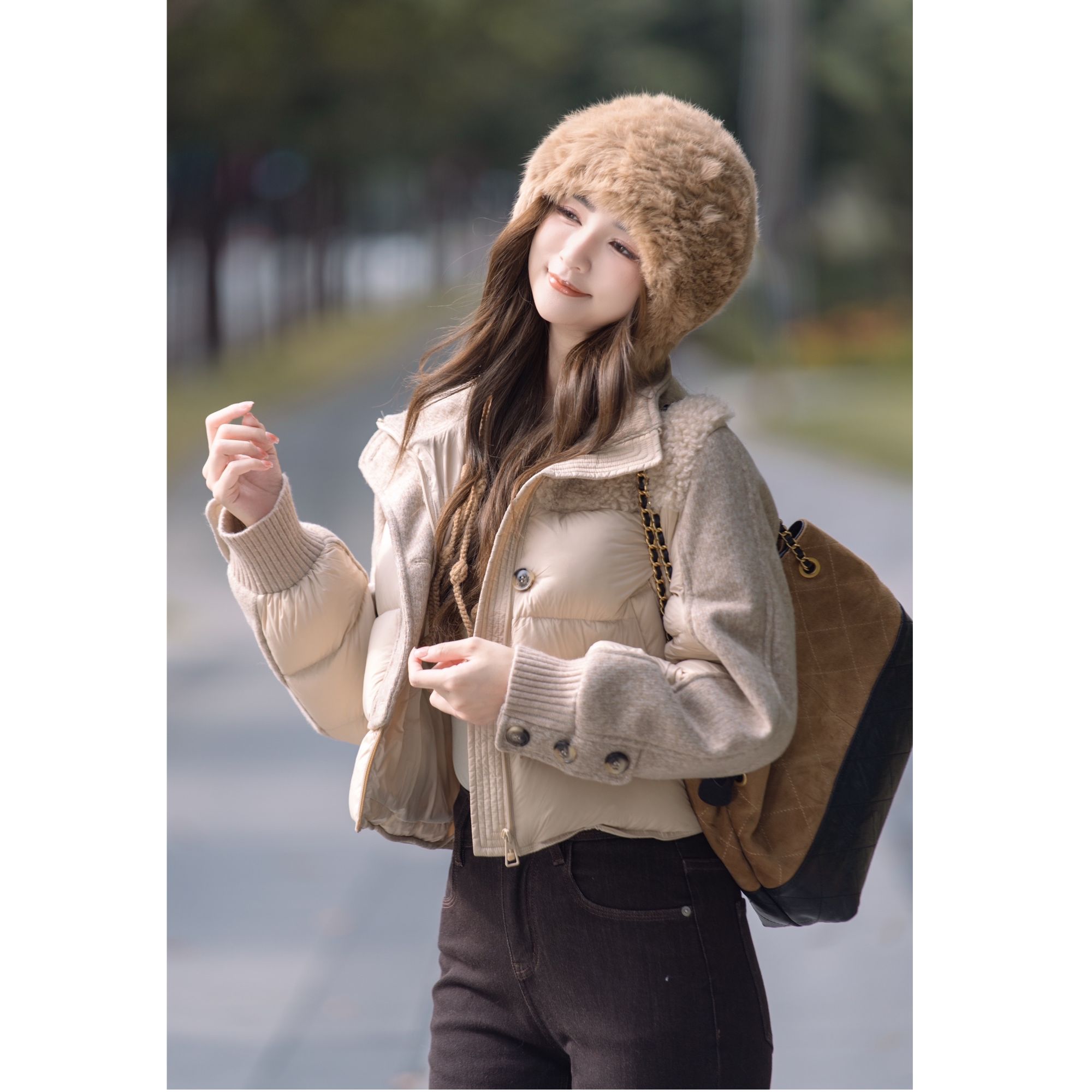 COCO BECCI【绵绵奶酥】90白鸭拼接保暖时尚羽绒外套CFLJD101093