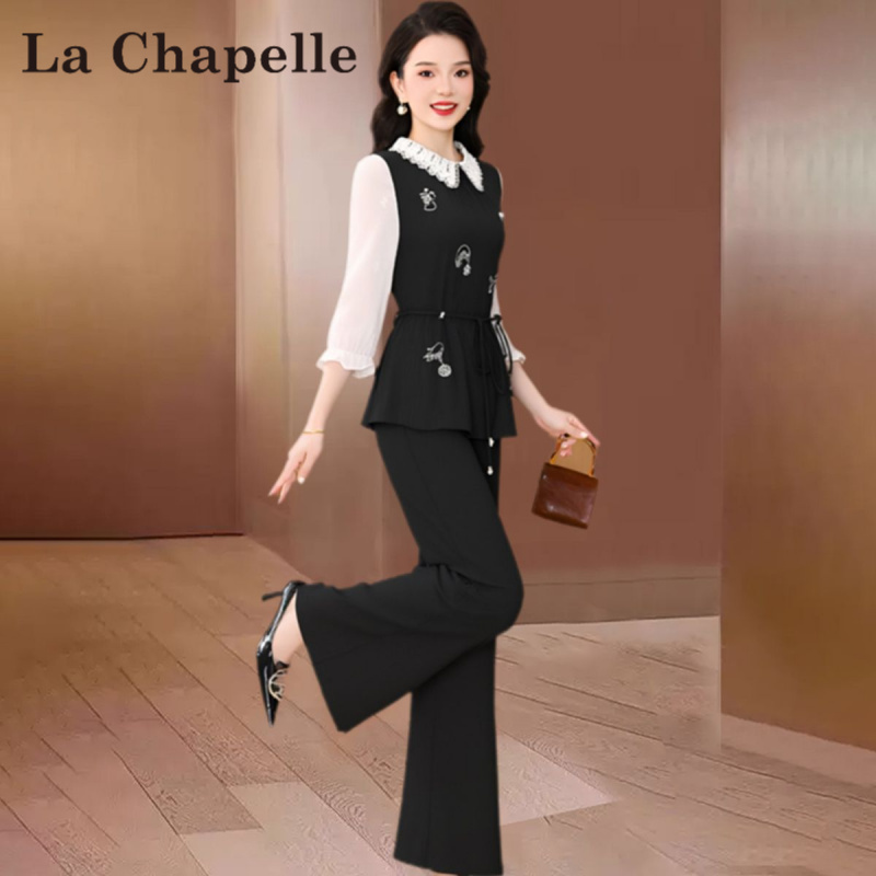 【拉夏】休闲小香风减龄时尚套装2025早秋气质修身新款贵夫人两件套