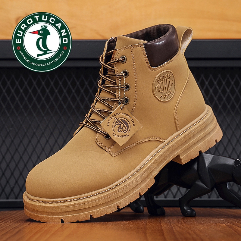 官方正品秋冬新款男士男款韩版休闲马丁靴英伦风大黄靴高帮靴子