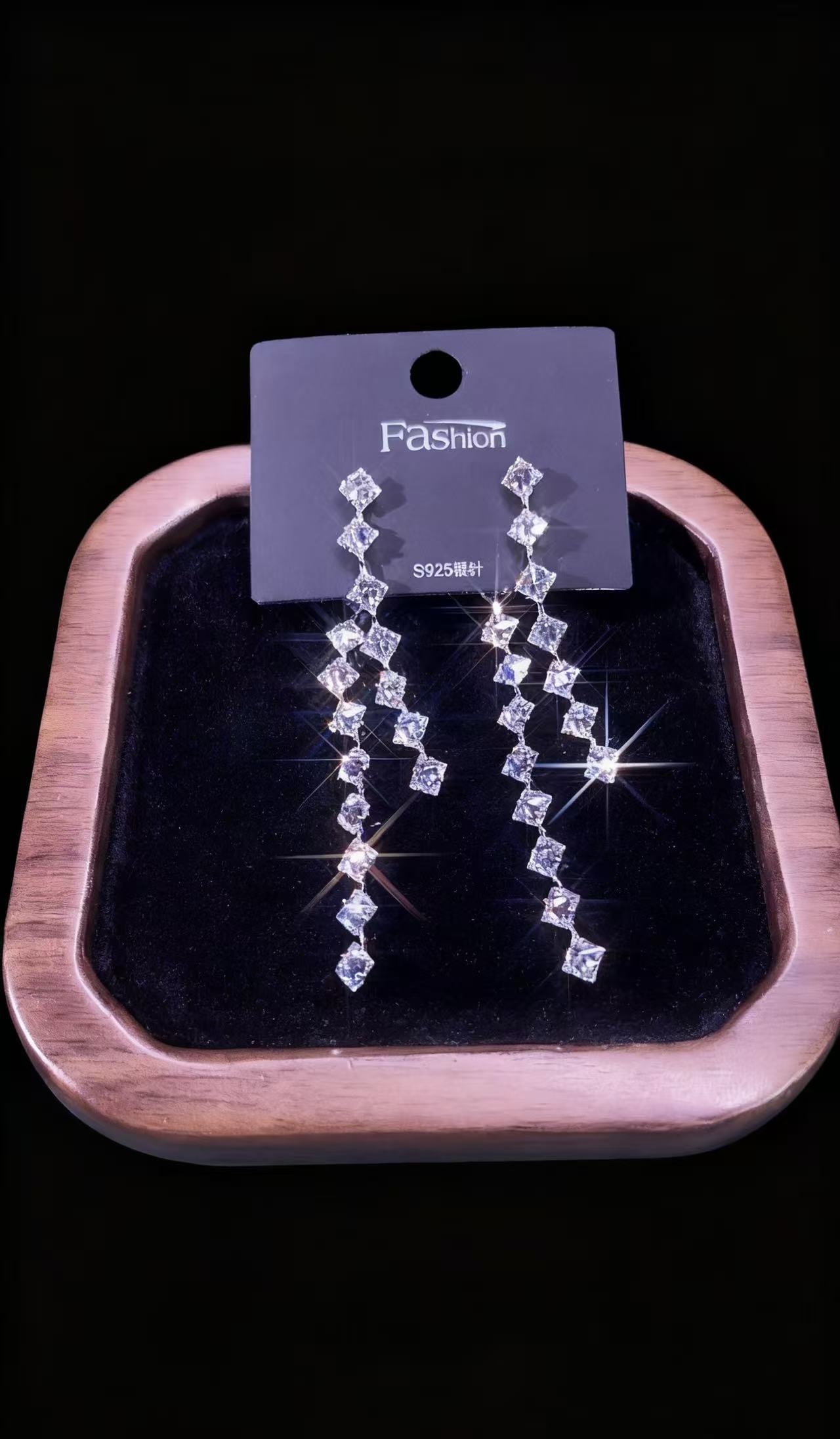 铜合金锆石耳饰 时尚气质满锆超闪两戴款流苏耳环高定版0125