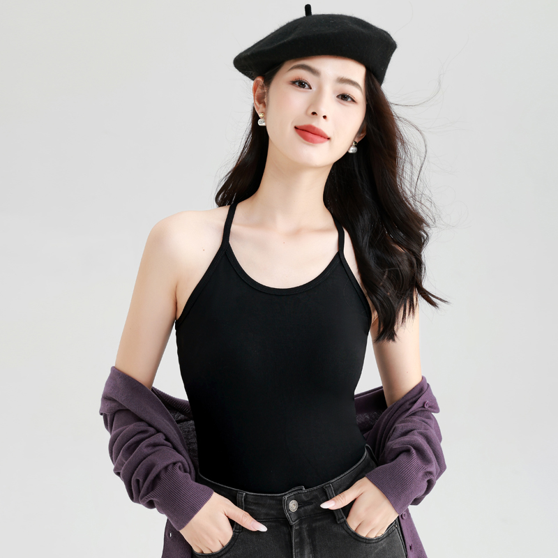 宽松吊带背心无痕抓毛内搭外穿无袖吊带打底性感女士美背上衣加绒