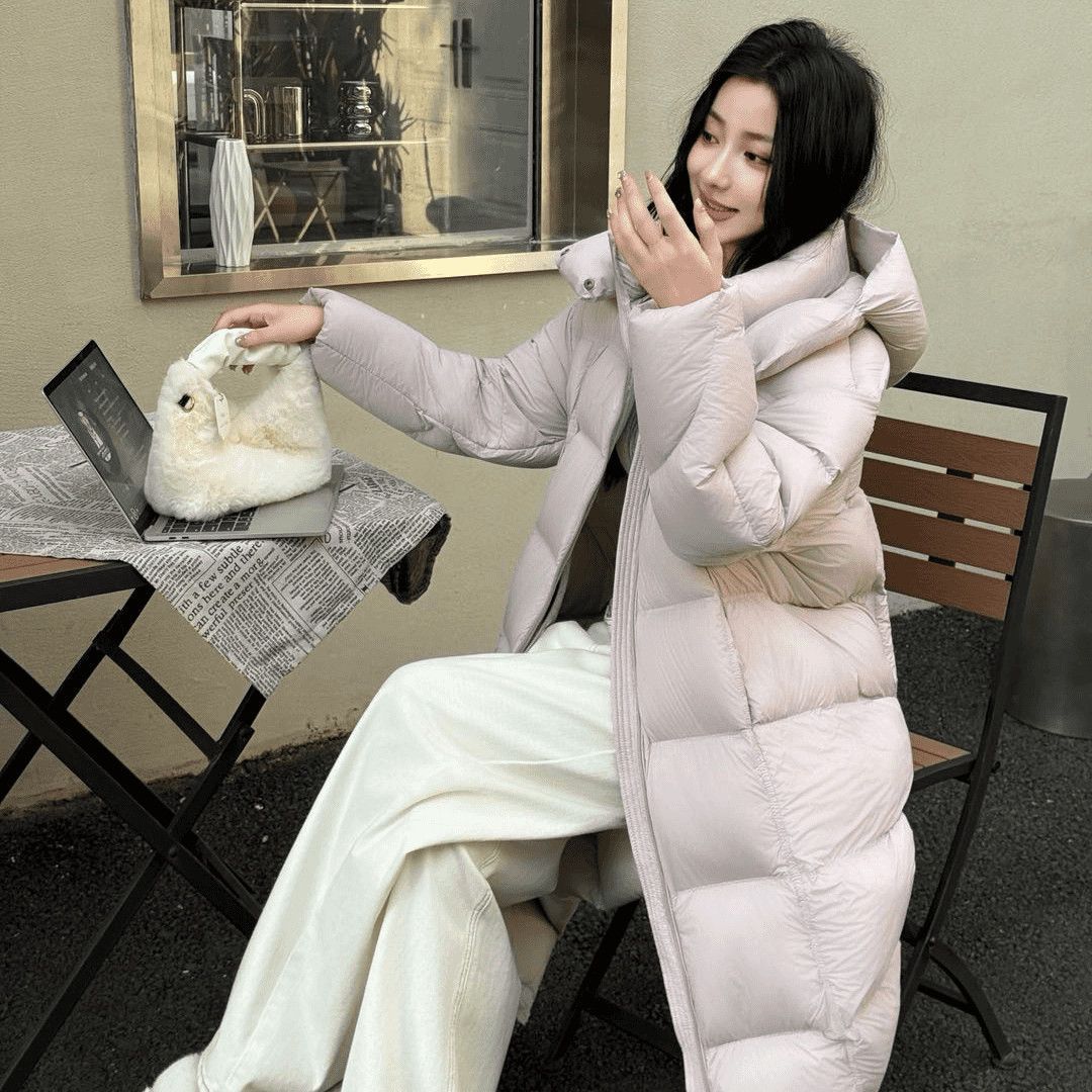 鹅绒云朵泡芙宽松长款过膝羽绒服可爱加厚新款冬季韩版长款外套
